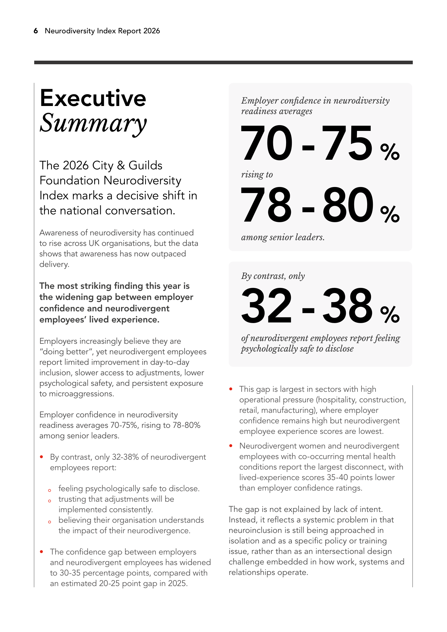 City & Guilds Foundation Neurodiversity Index 2026: 고용주 자신감과 신경다양성 직원 경험의 격차 — 기업교육 접근성 근거 도표 — 포용적 기업교육 근거 도표