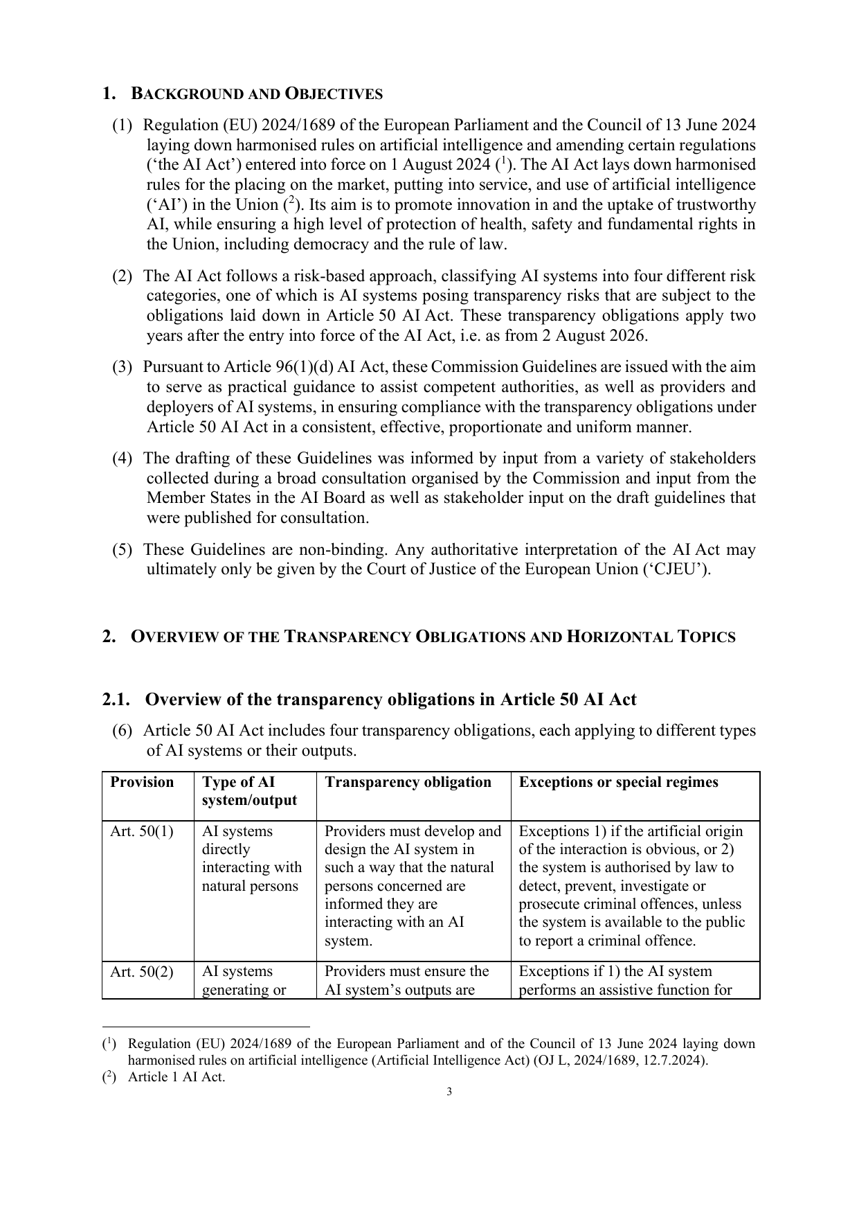 AI 투명성 고지 — EU AI Act Article 50의 직접 상호작용 AI와 합성 콘텐츠 제공자 의무 표