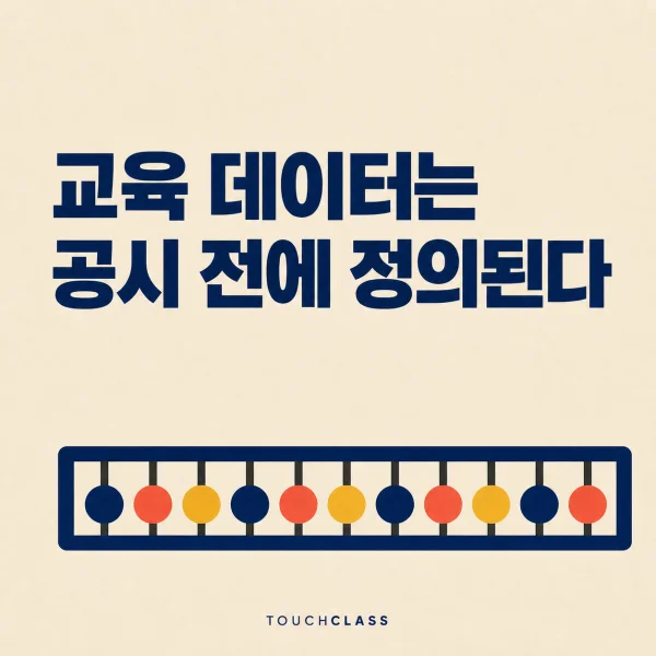 ‘교육 데이터는 공시 전에 정의된다’라는 헤드라인과 구슬이 한 줄로 정렬된 평면 주판을 배치한 인적자본 공시 대표 이미지