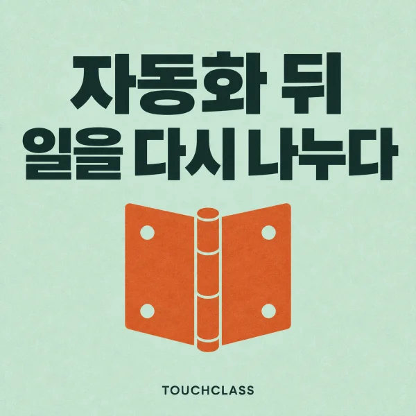 AI 과업 재배치와 직무 경계를 경첩 하나로 표현한 대표 이미지